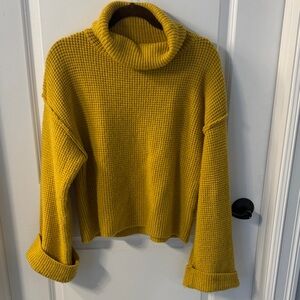 Yellow Knit Turtleneck Sweater